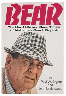 1974 Paul "Bear" Bryant Signed & Inscribed "BEAR" Book (JSA)